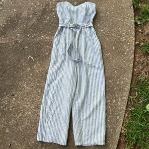 American Eagle Striped Blue Jumpsuit. S/P